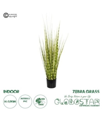 GloboStar® Artificial Garden ZEBRA GRASS 21481 Τεχνητό Διακοσμητικό Φυτό Ζέμπρα Μ30 x Π20 x Υ90cm
